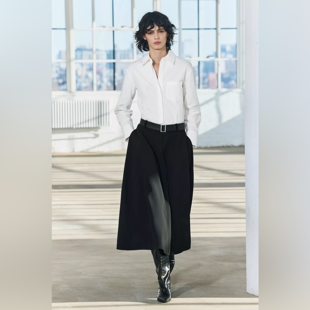 Zara black white contrast long sleeve dress